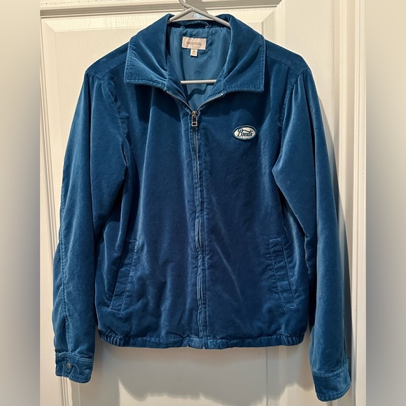 Brixton Brxtn Exclusive Utopia Jacket Cotton Velour Work Jacket in Sapphire - Picture 2 of 9